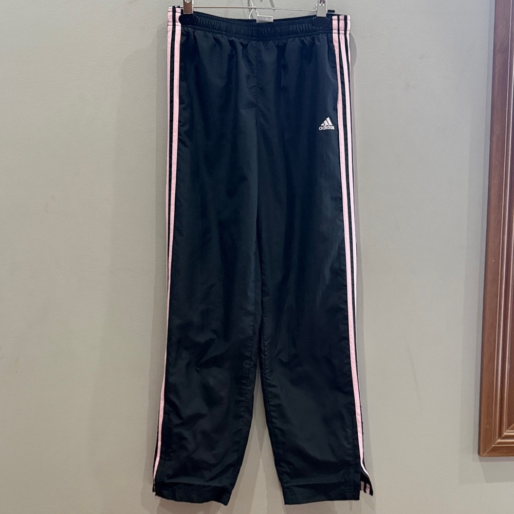 Adidas Track Pants with Pink Side Stripes